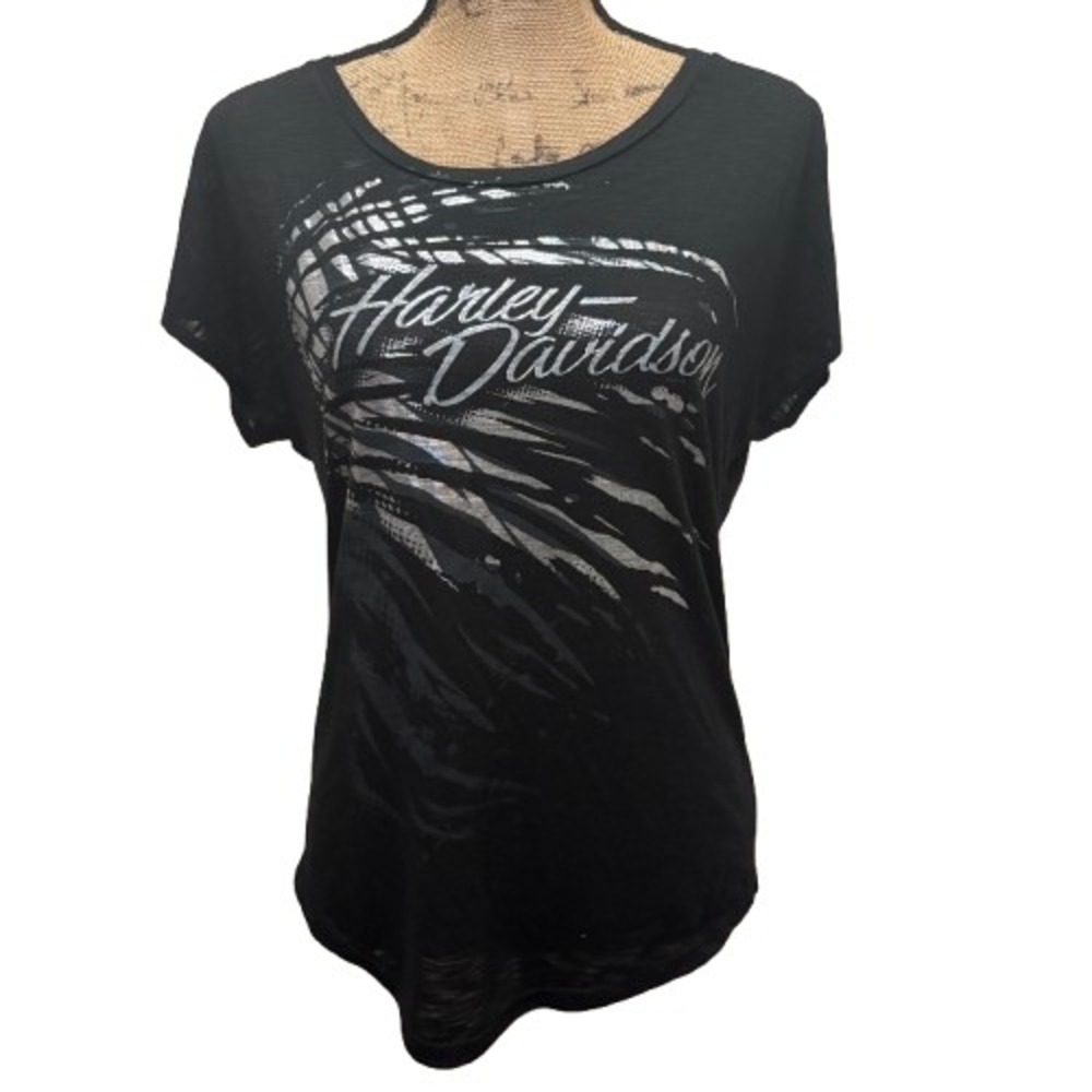 Harley Davidson Waco Texas Black Silver Graphic‎ T-Shirt Women's Size Medium